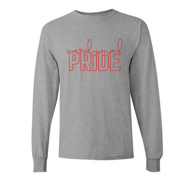 Long Sleeve CCA Youth 100% Cotton Shirt - Cardinal Pride Logo