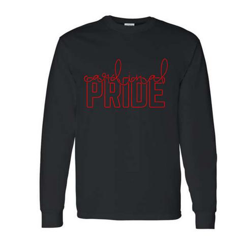 Long Sleeve CCA Youth 100% Cotton Shirt - Cardinal Pride Logo